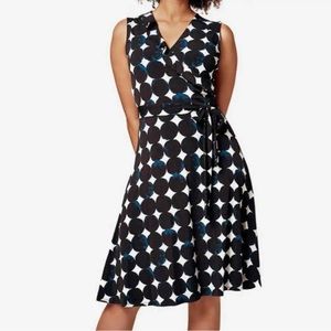 LEOTA Women’s Felicity Sleevless Ruffle Perfect Wrap Dress Black White Size XS